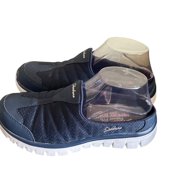 Skechers Womens Relaxed Fit Memory Foam Slip-On Shoes Navy 7 - Picture 1 of 7